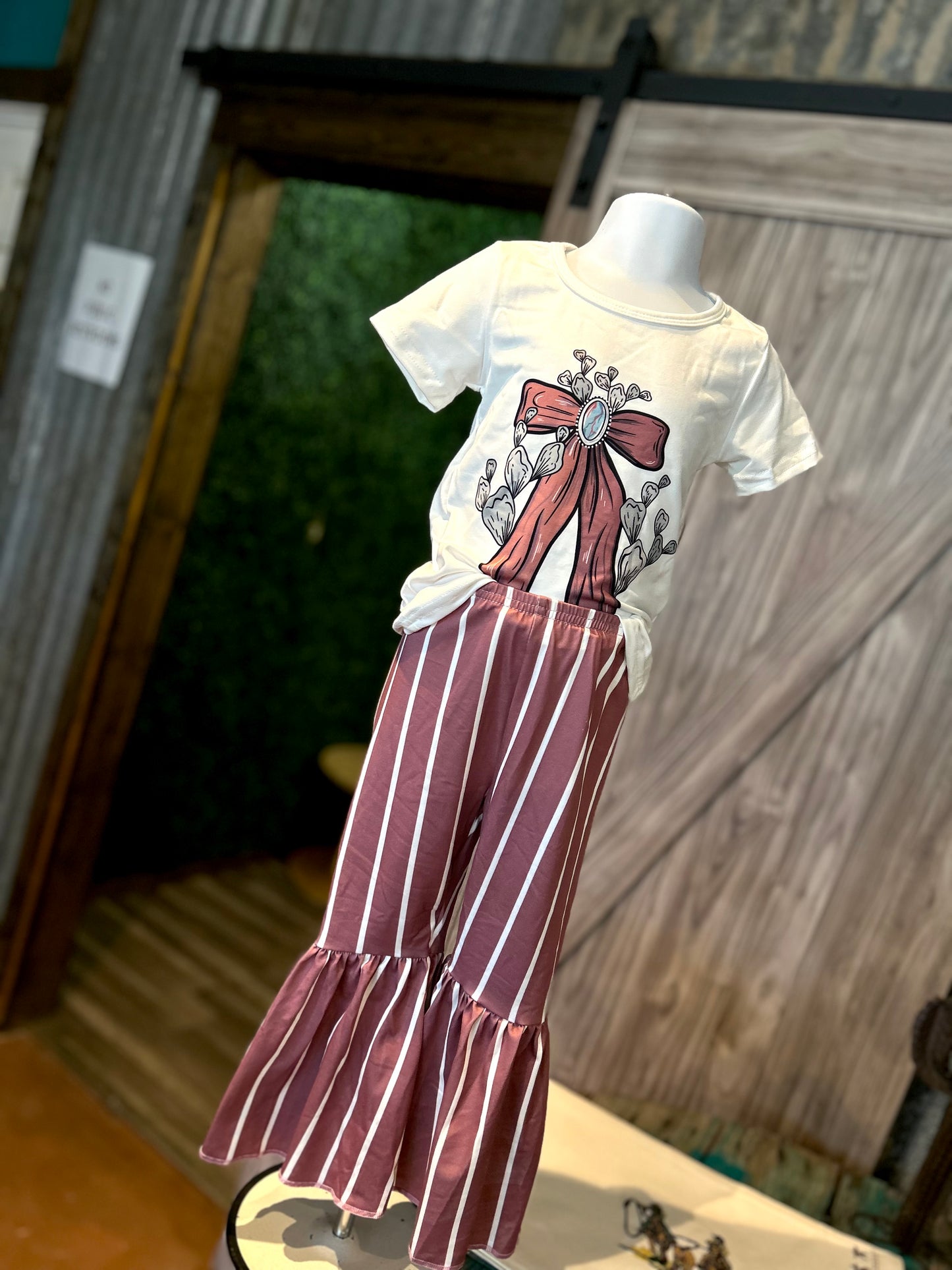 Coquette Cowgirl maroon set