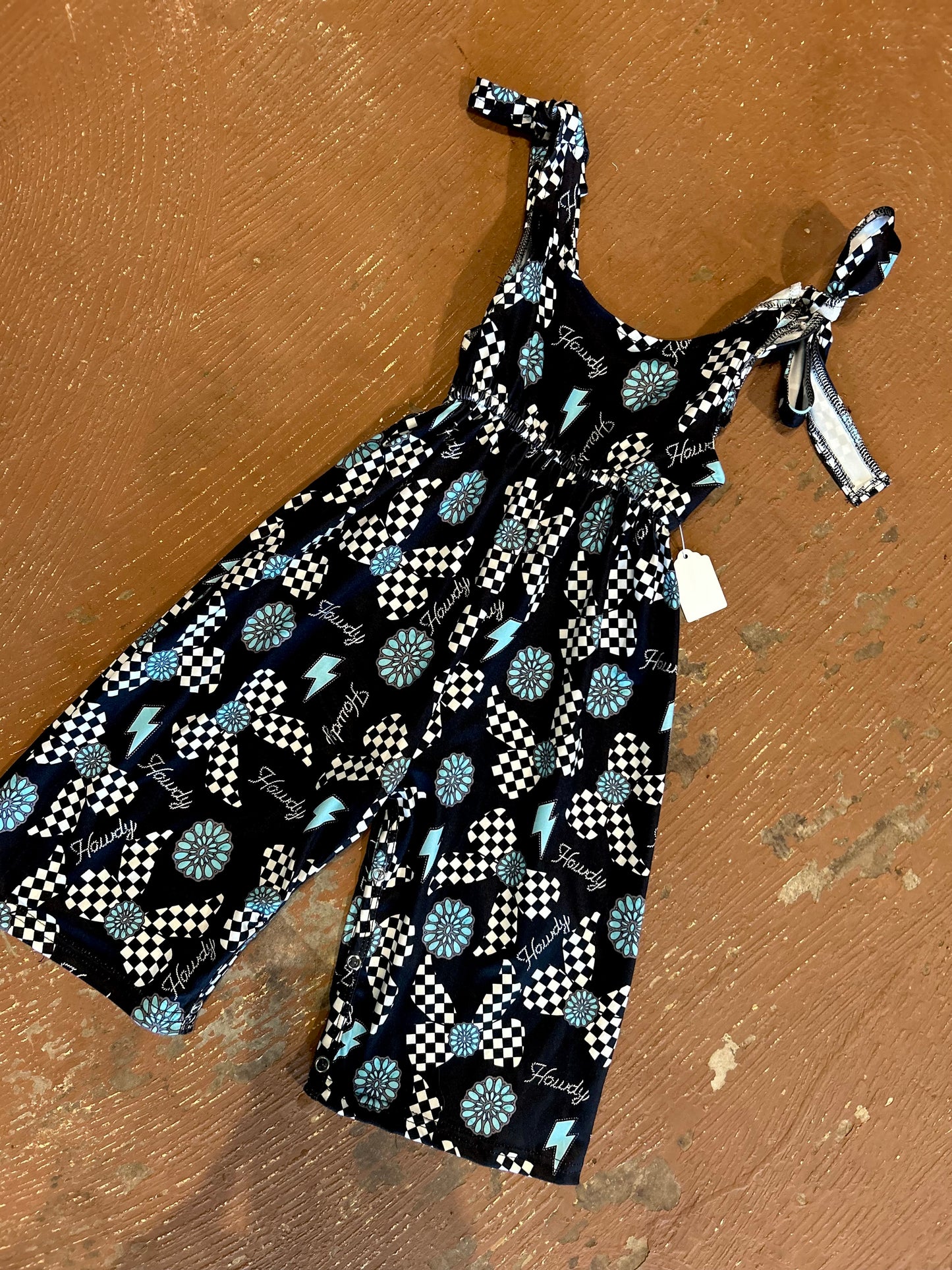 Concho checkered romper