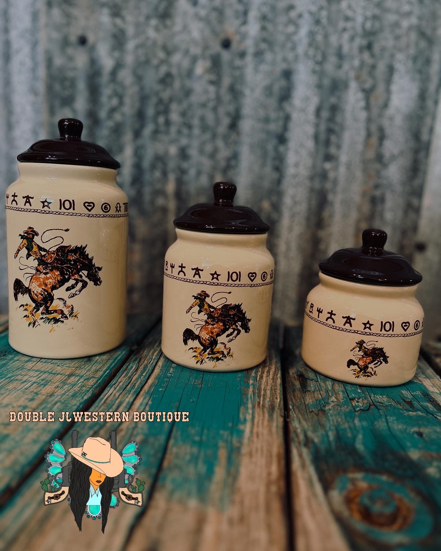 Bronc rider canister set