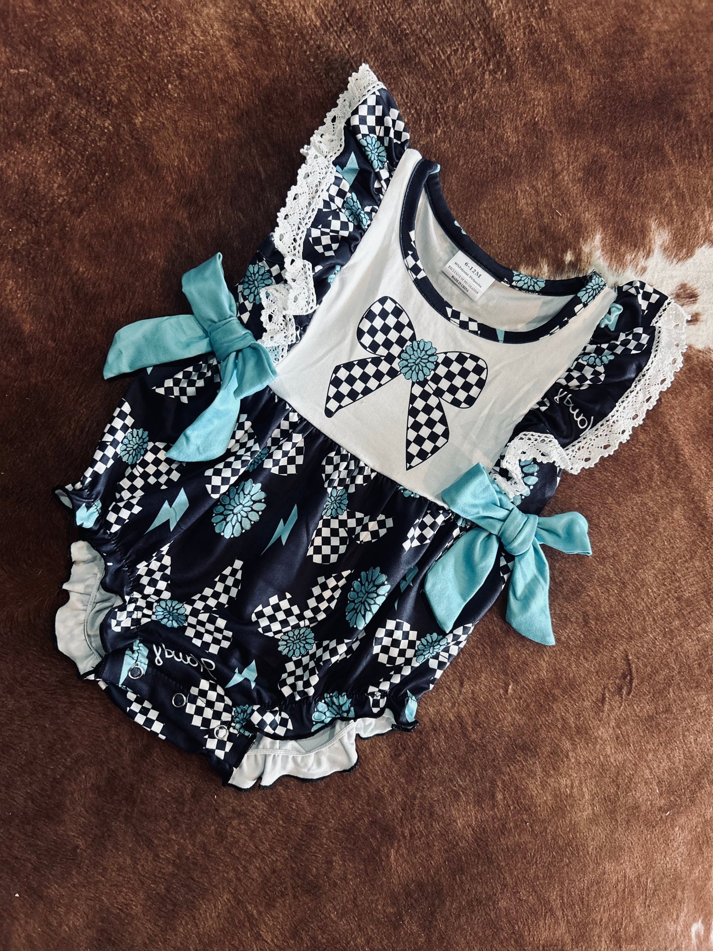 Checkered concho onesie