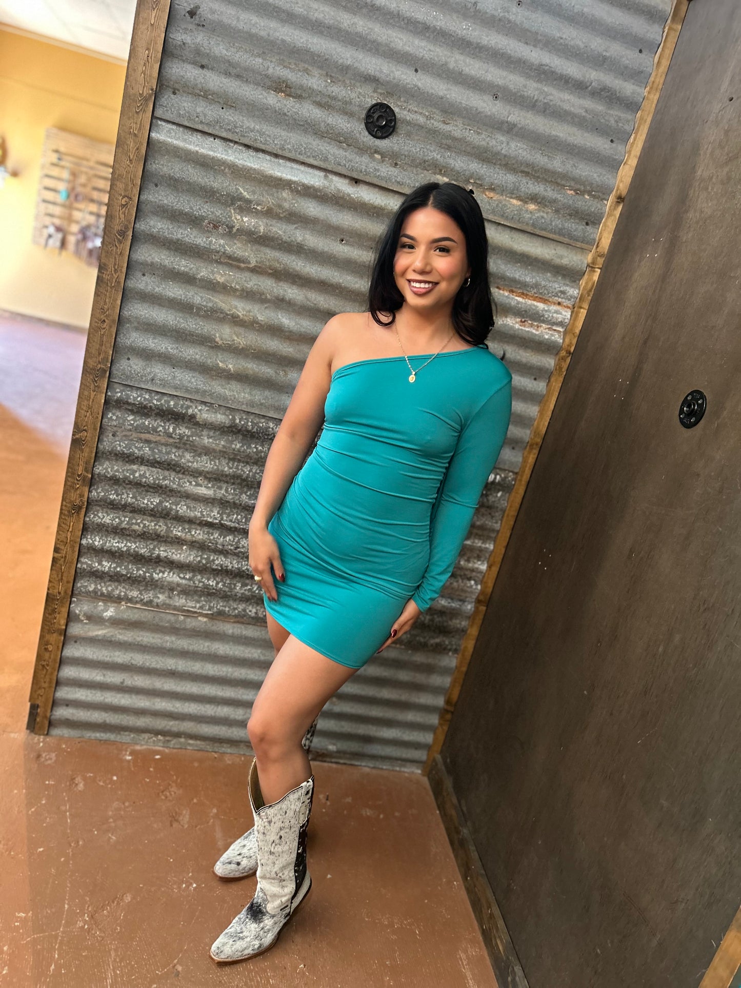 Turquoise fringe dress