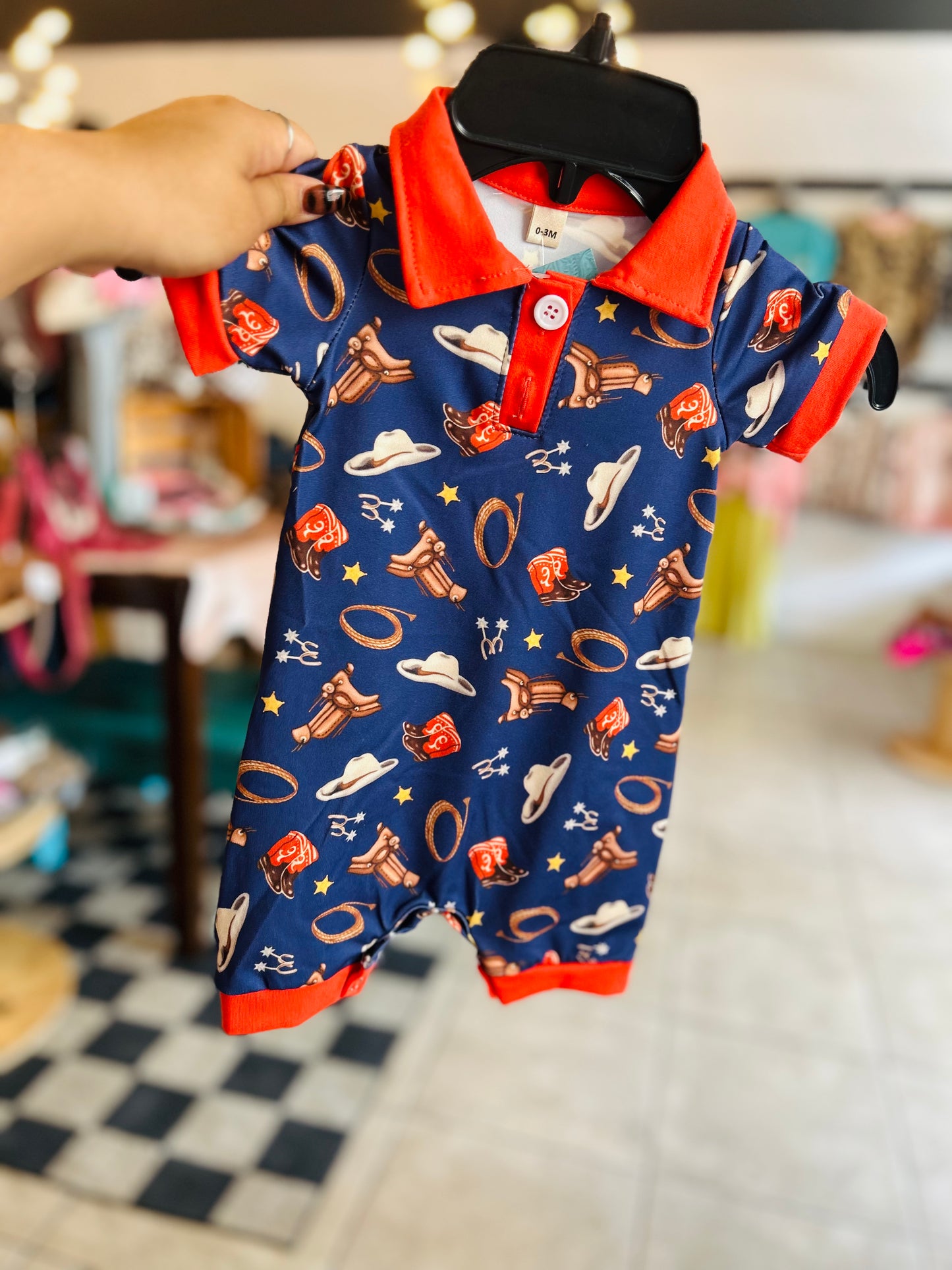 Cowboy baby romper