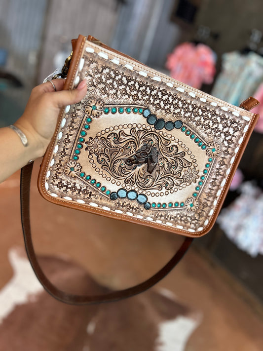 Turquoise pony bag