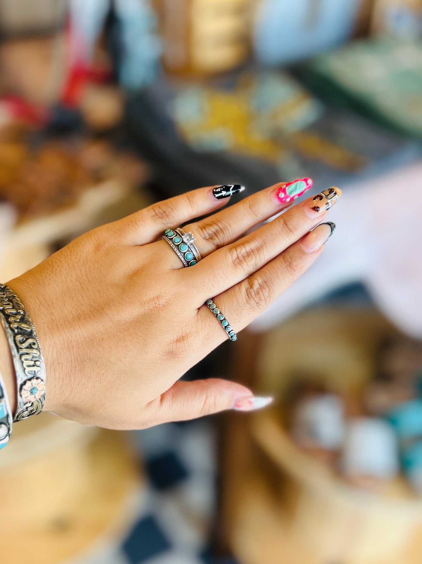Silver and turquoise ring