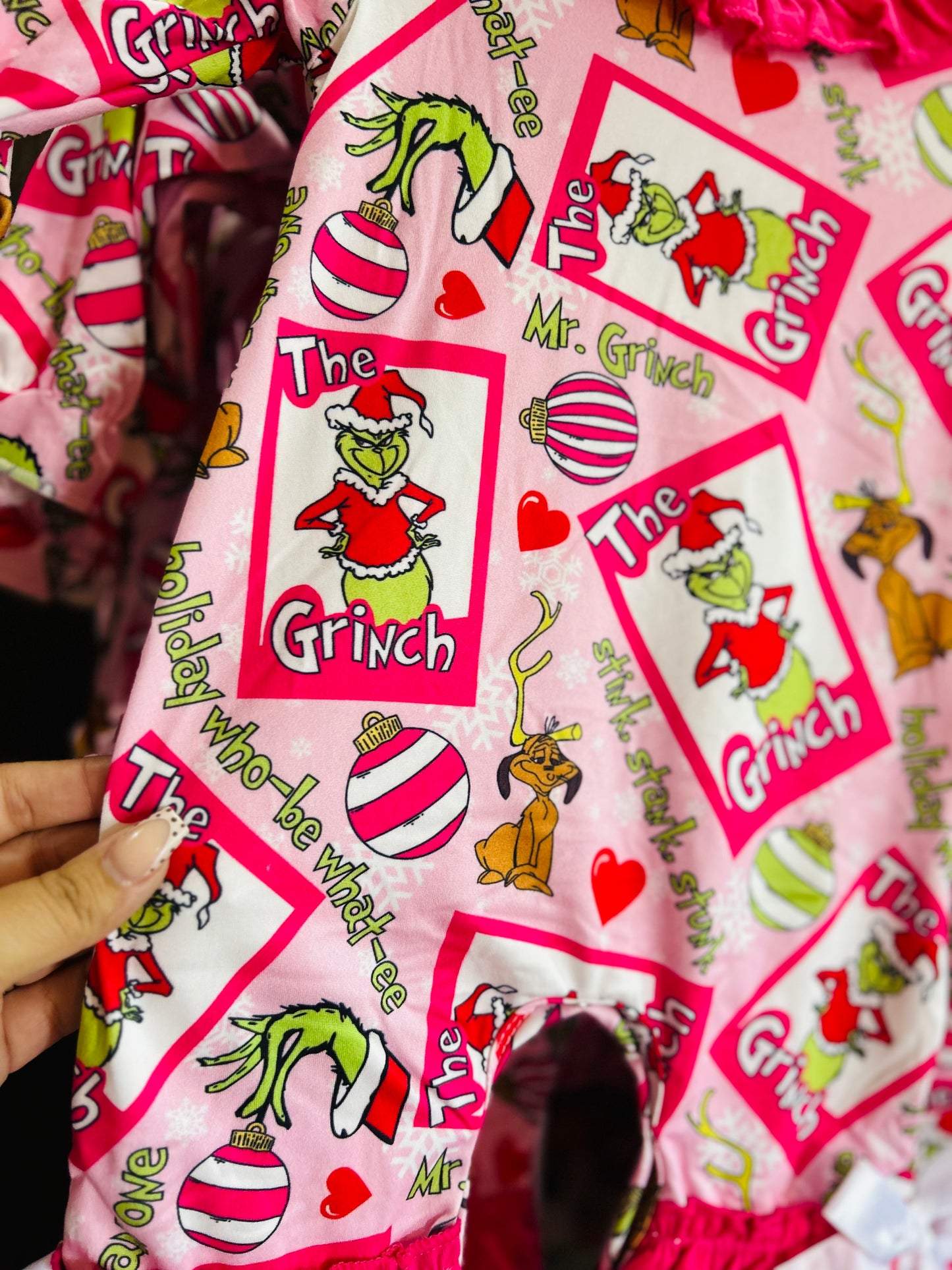 Green face bow romper