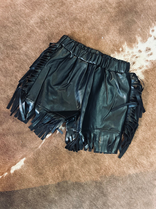 Faux leather girls shorts