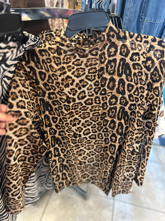 Leopard mesh top