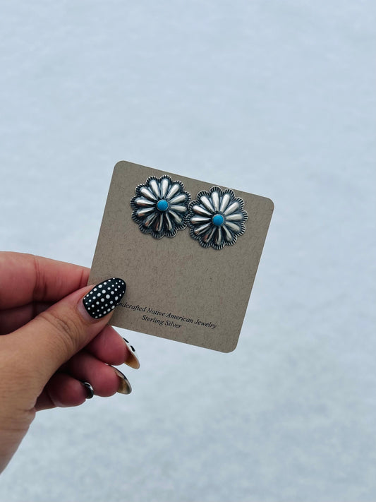 Turquoise concho earrings