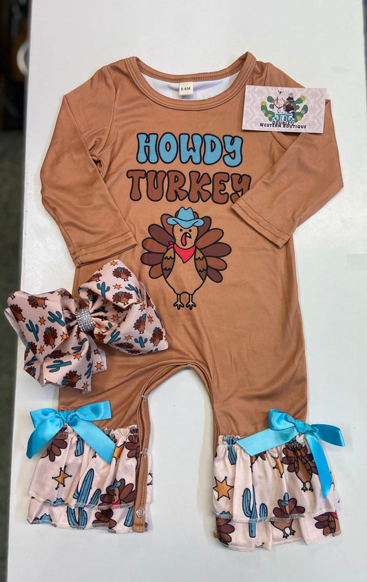 Howdy Turkey baby romper