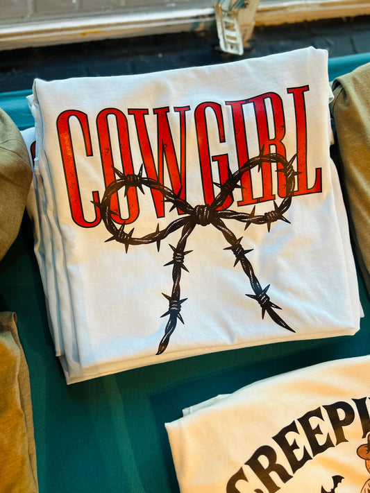 Barbwire cowgirl tee
