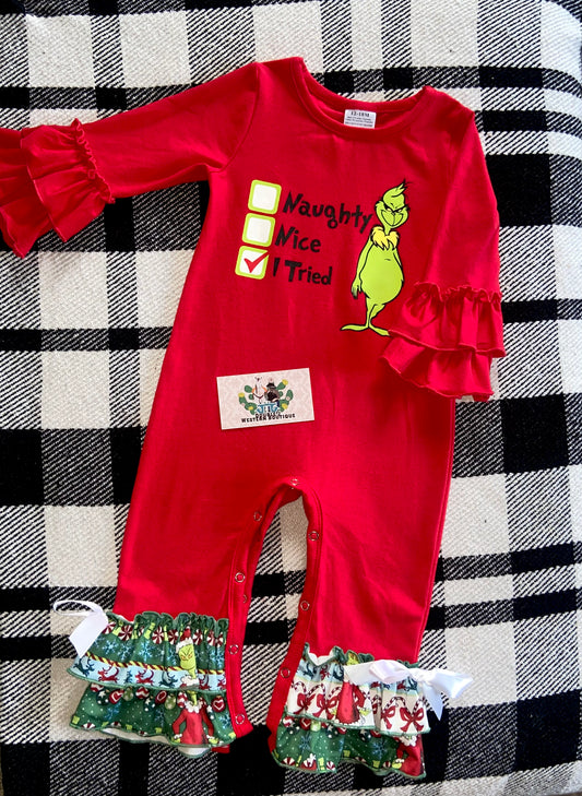 Grinch bells onesie