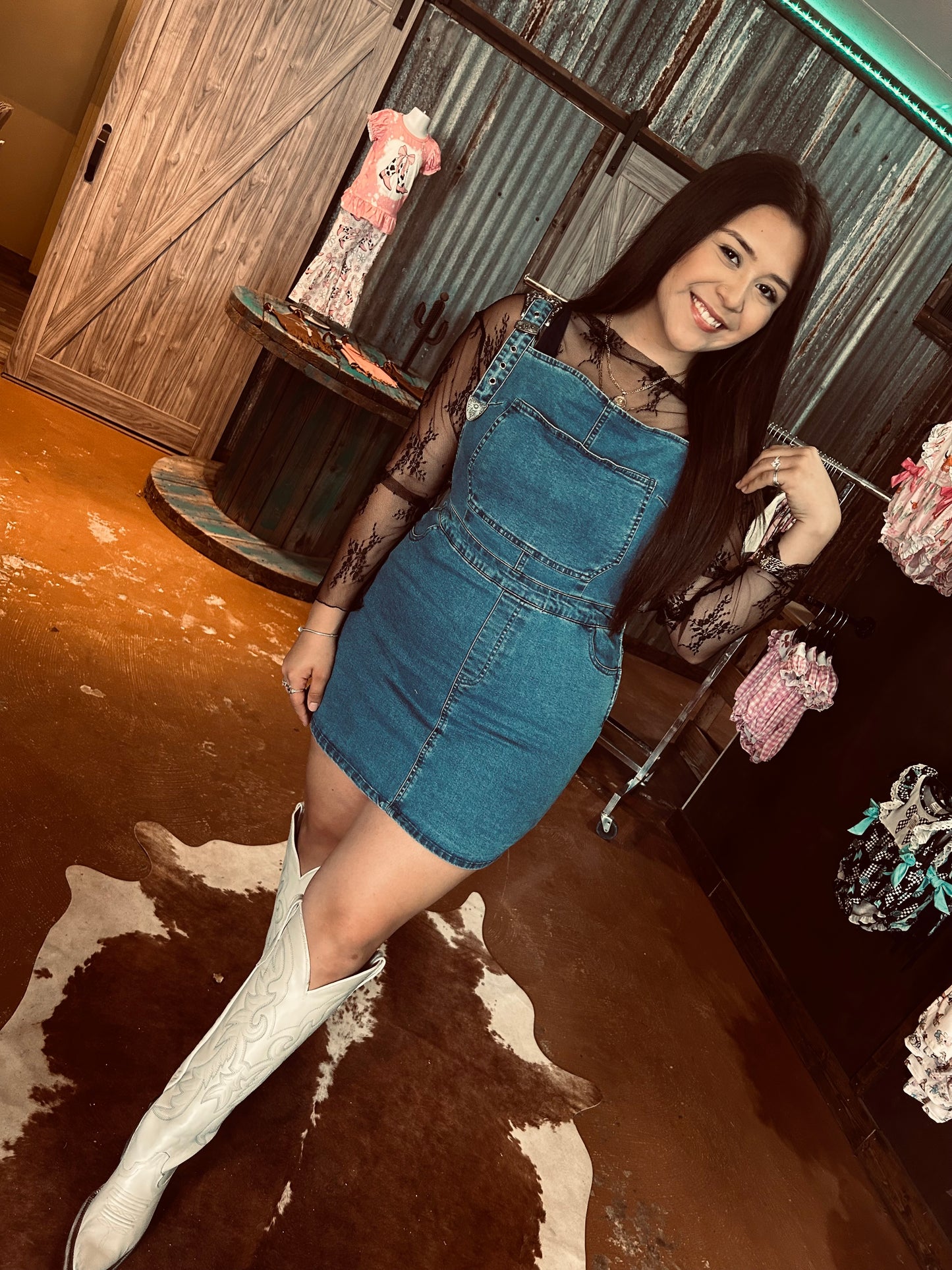 Denim overall dress
