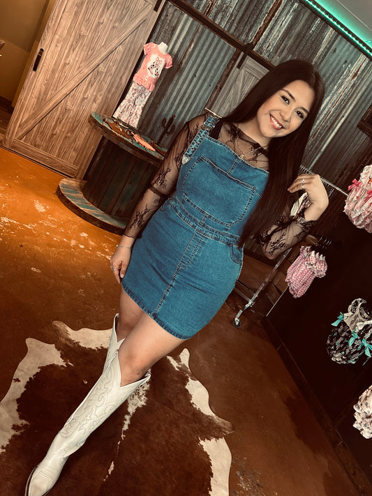 Denim overall dress