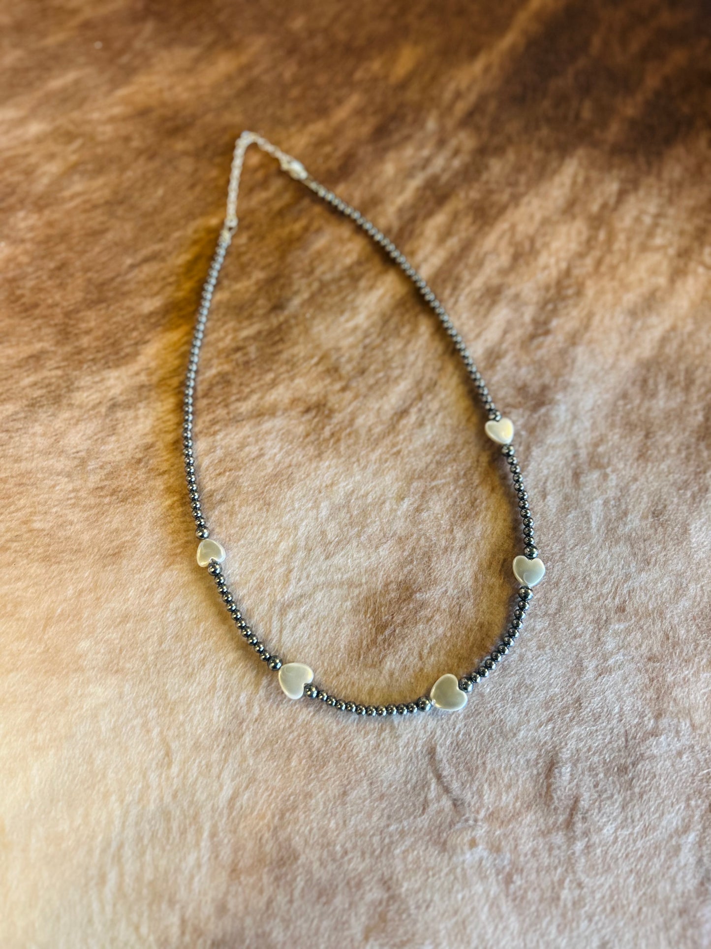 Pearl heart sterling necklace