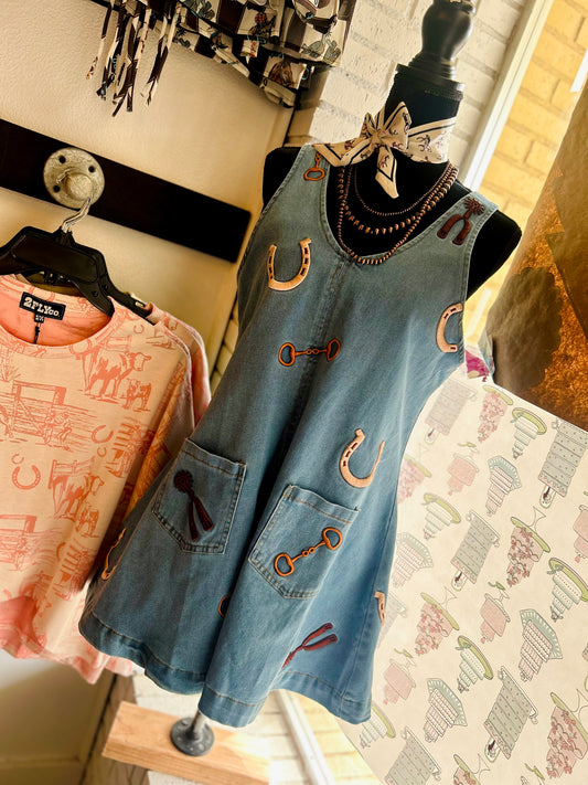 Western denim romper