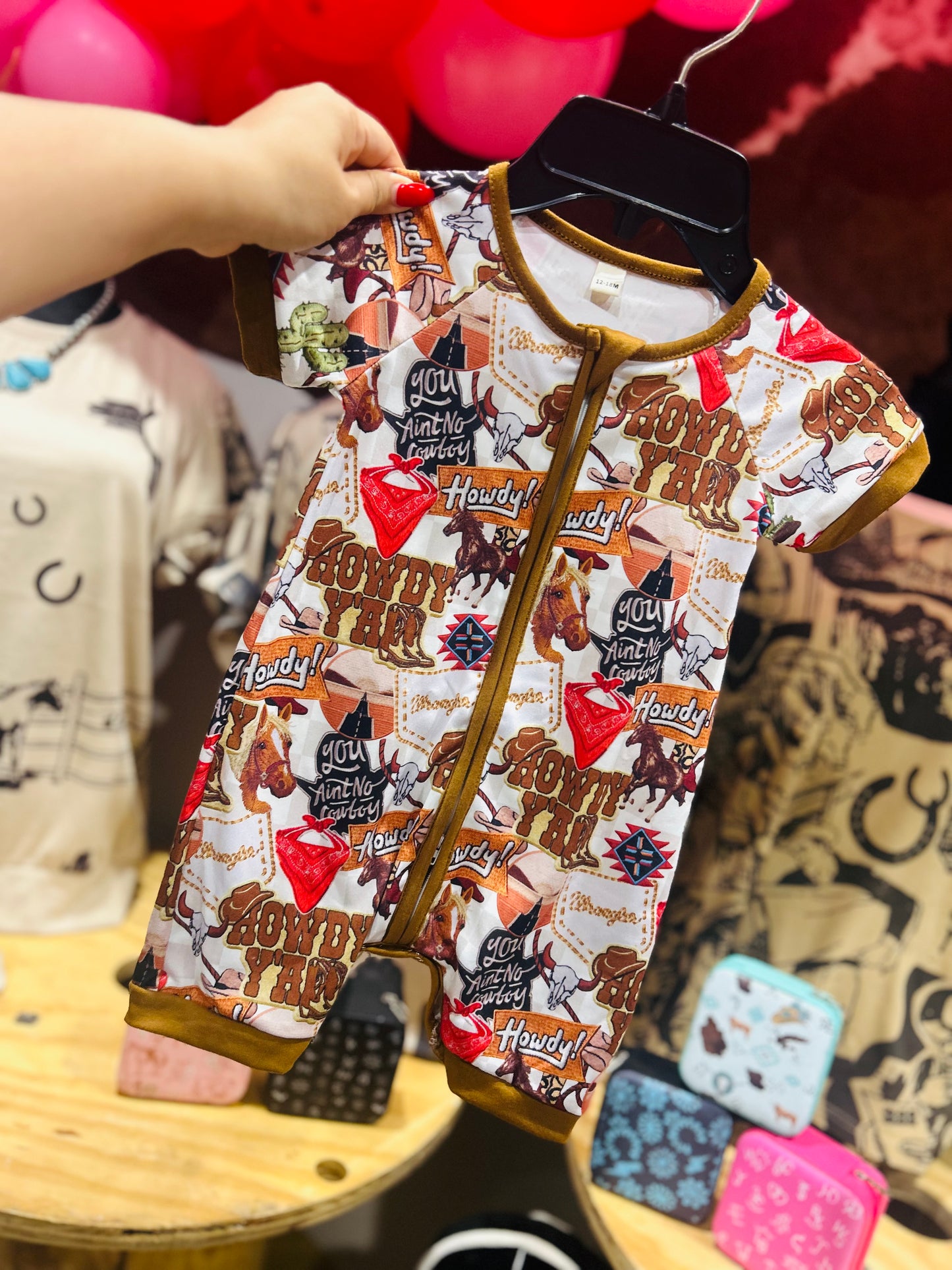 Cowboy up baby romper