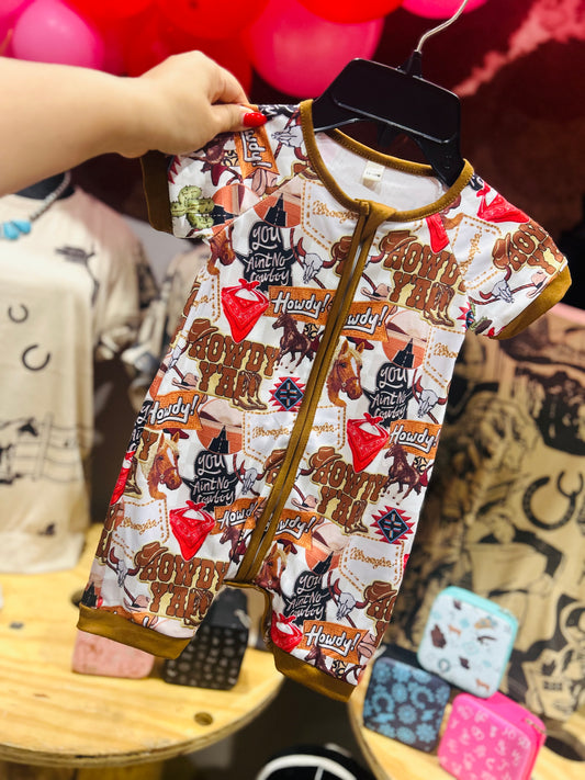 Cowboy up baby romper