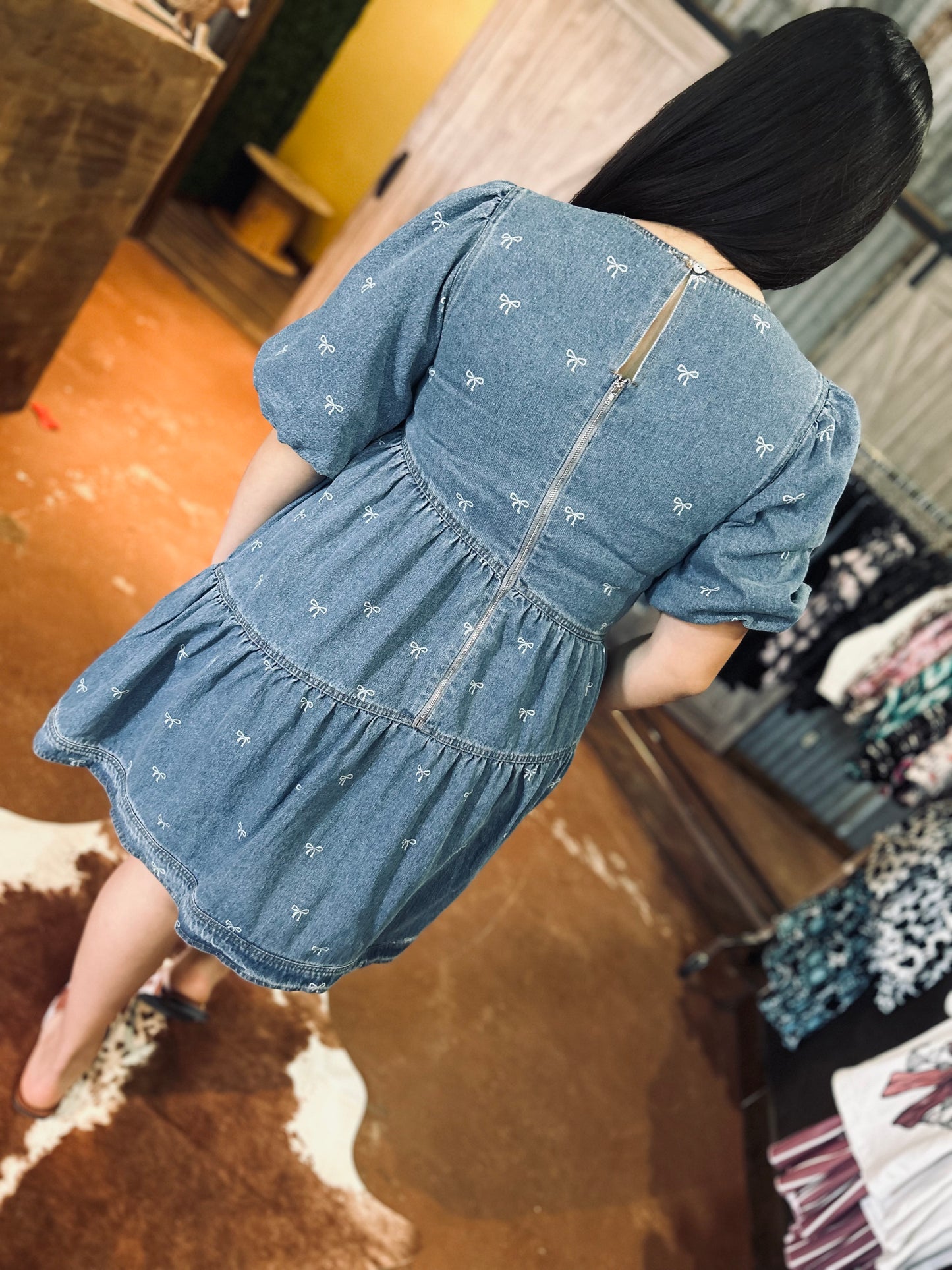 Denim bow dress