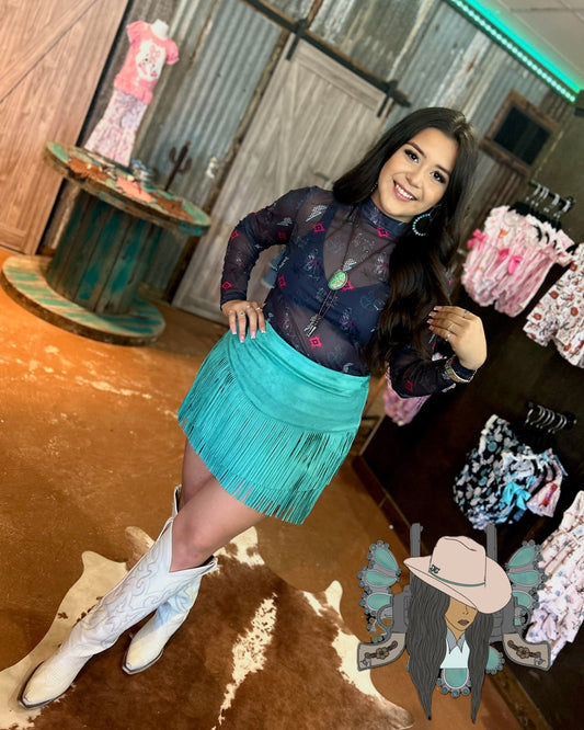 Punchy western mesh top