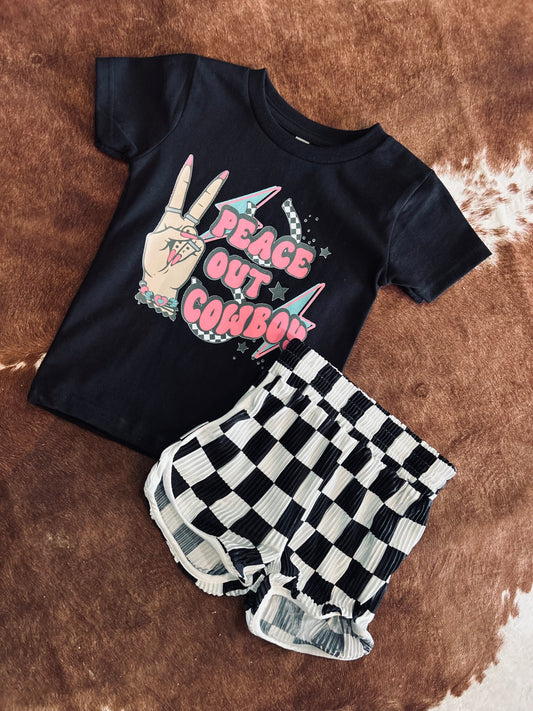 Peace out cowboy girls tee