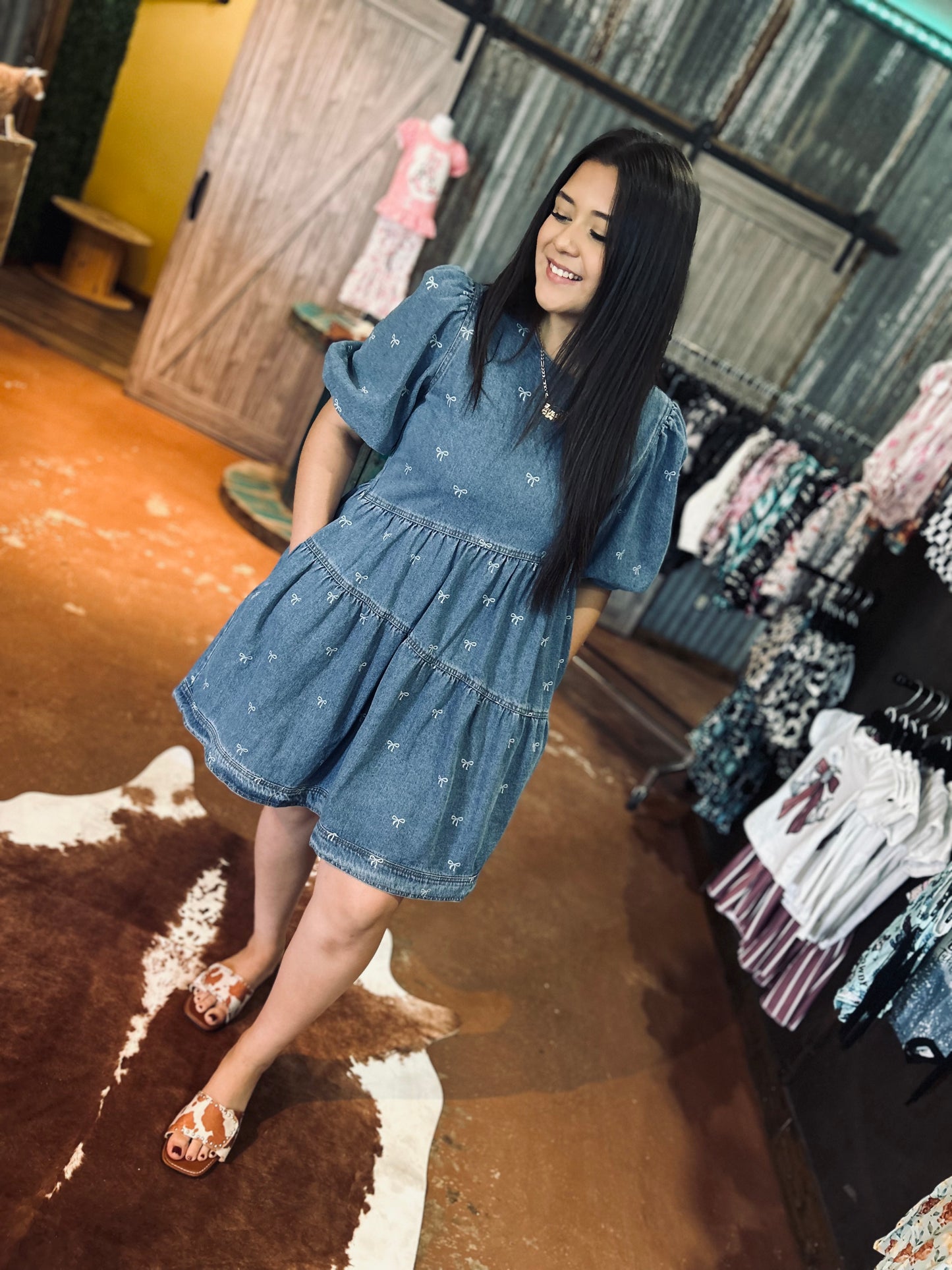 Denim bow dress