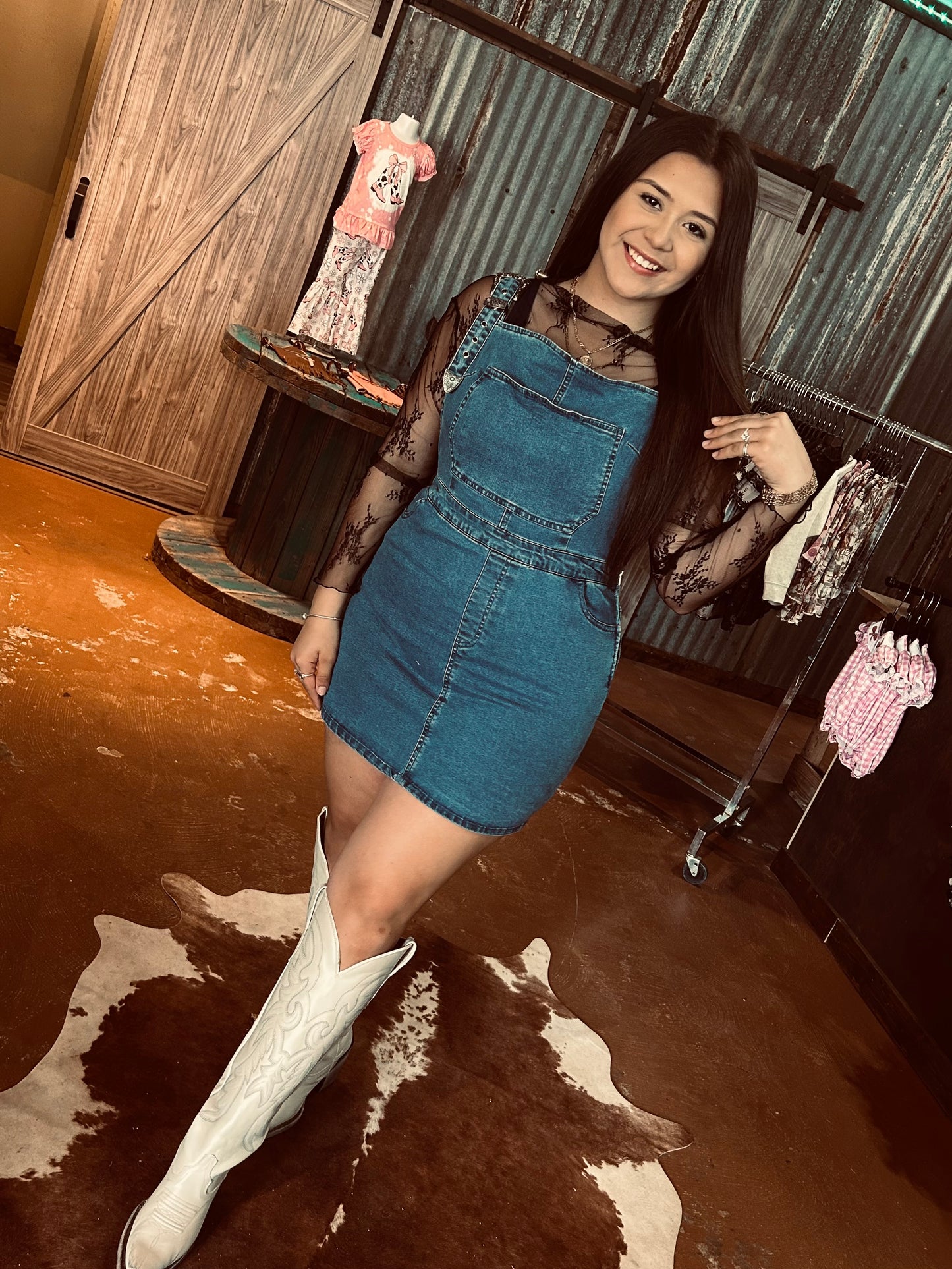 Denim overall dress