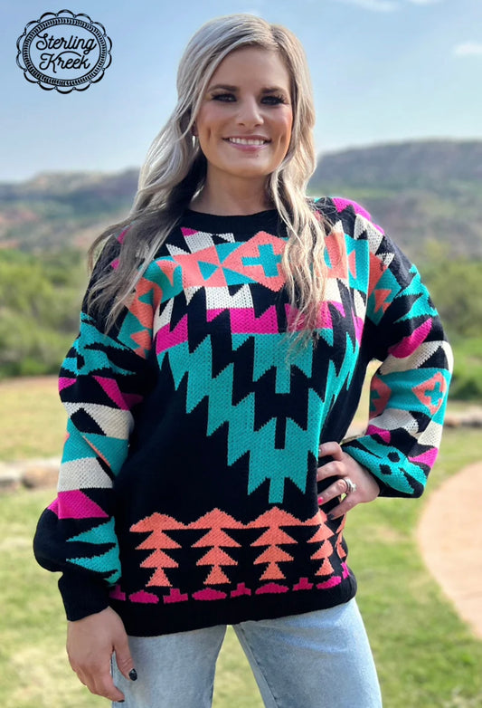 Western lights knit sweater