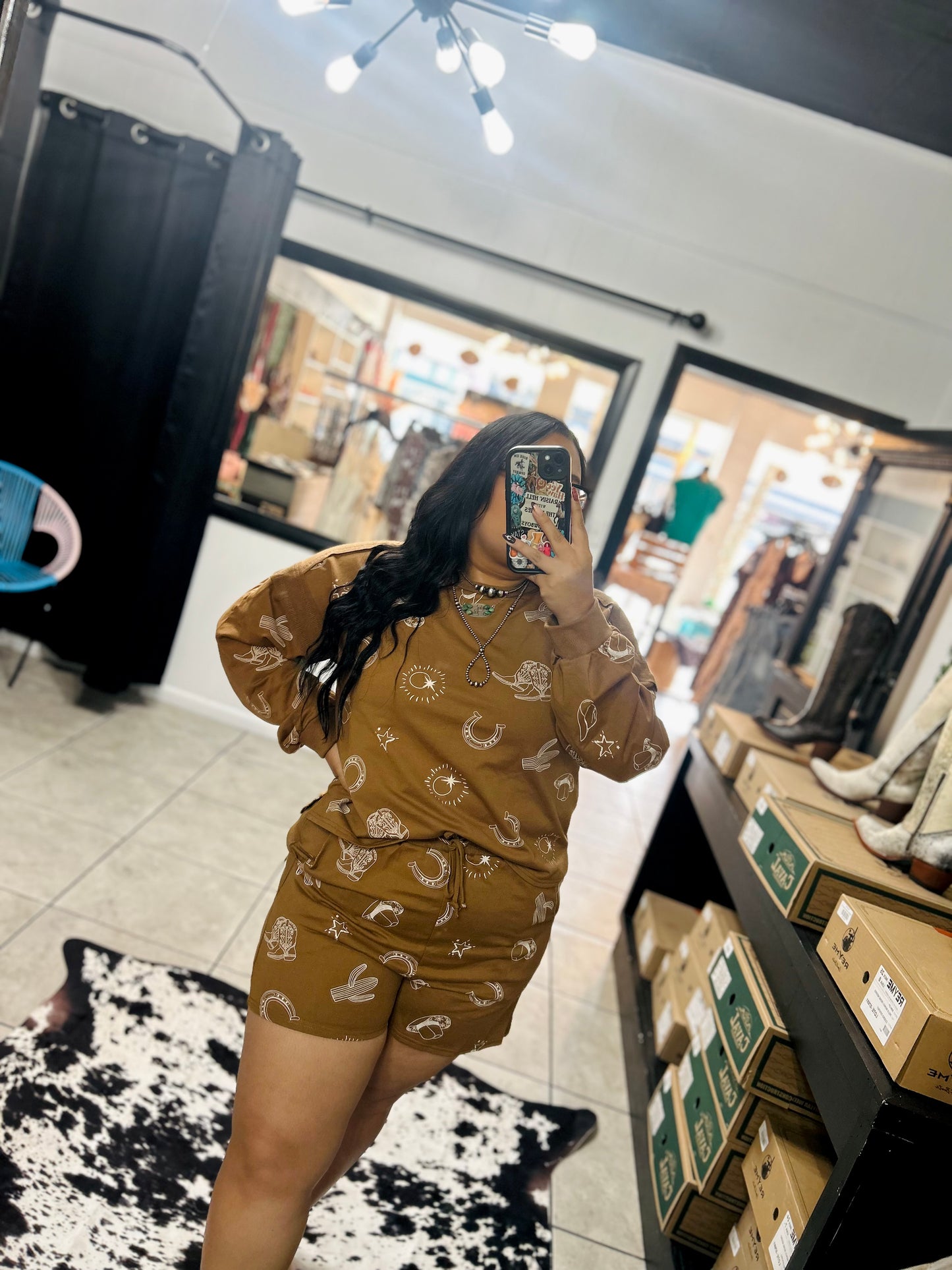 Western shorts set (brown)