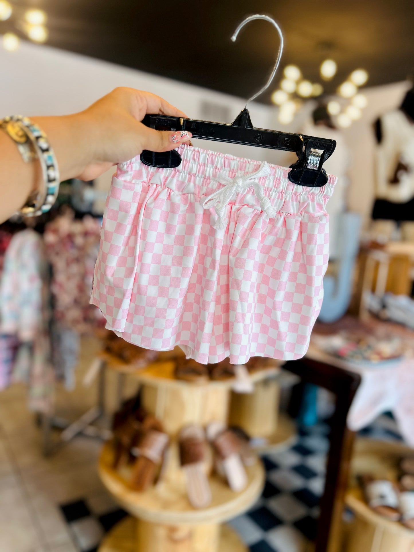 Girls pink checkered shorts