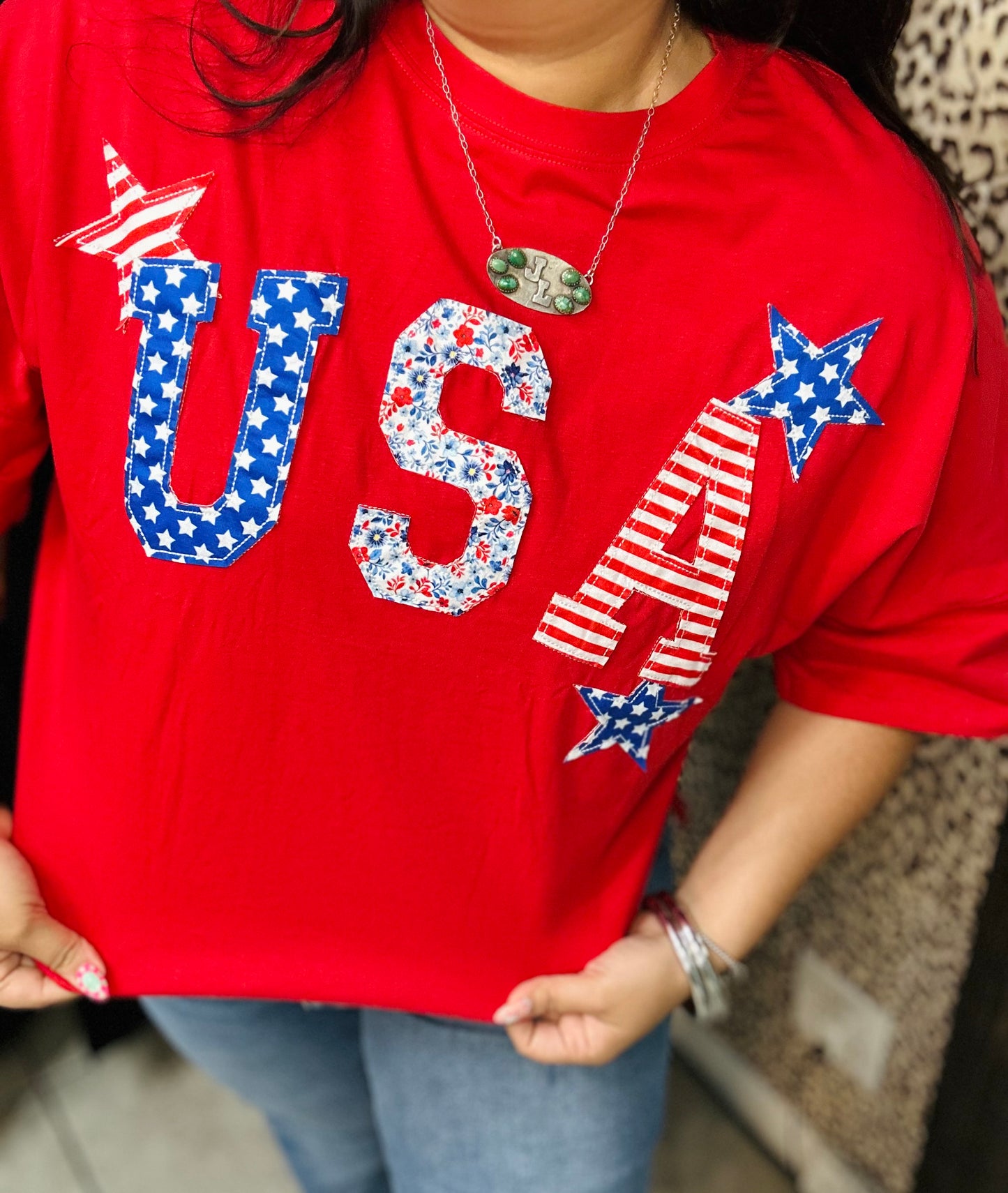 USA patch work top