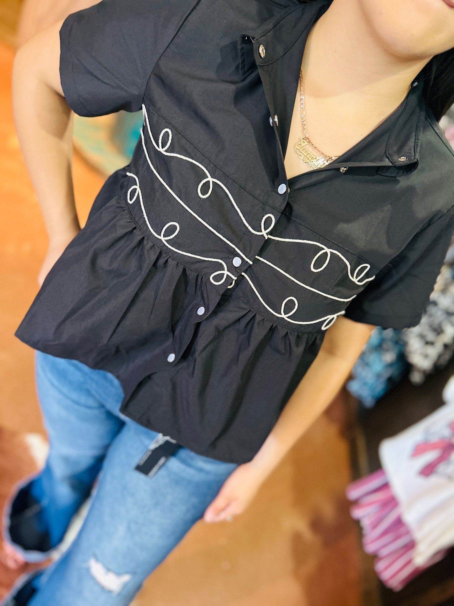 Loopty Lou Bubble Top Black
