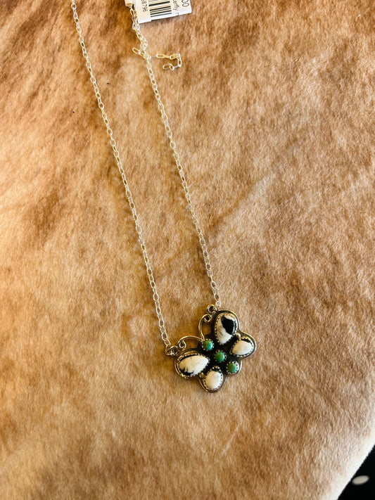 White buffalo butterfly necklace