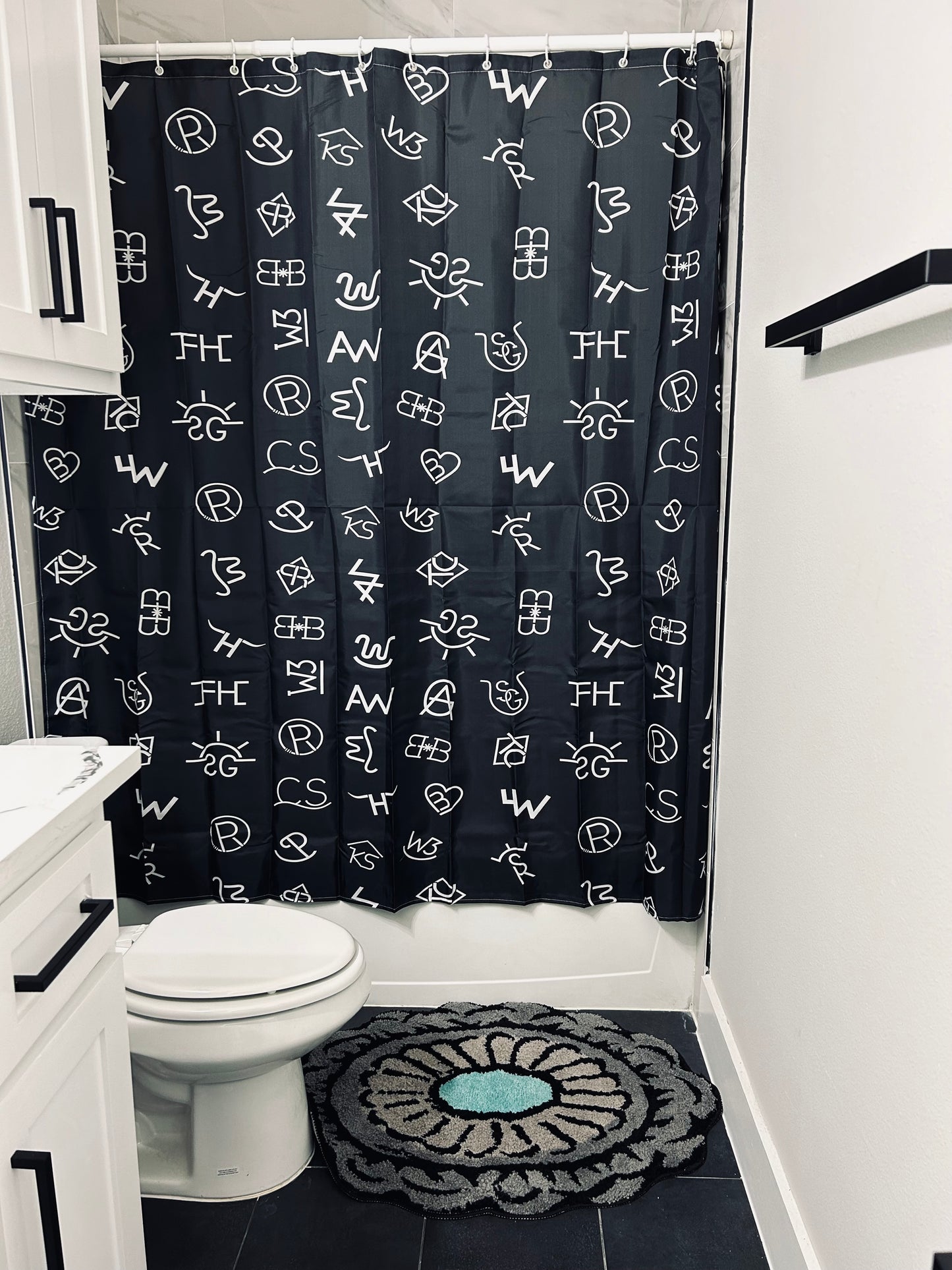 Branded up shower curtain