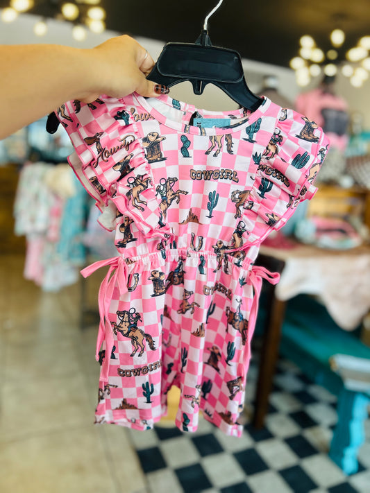 Checkered cowgirl romper