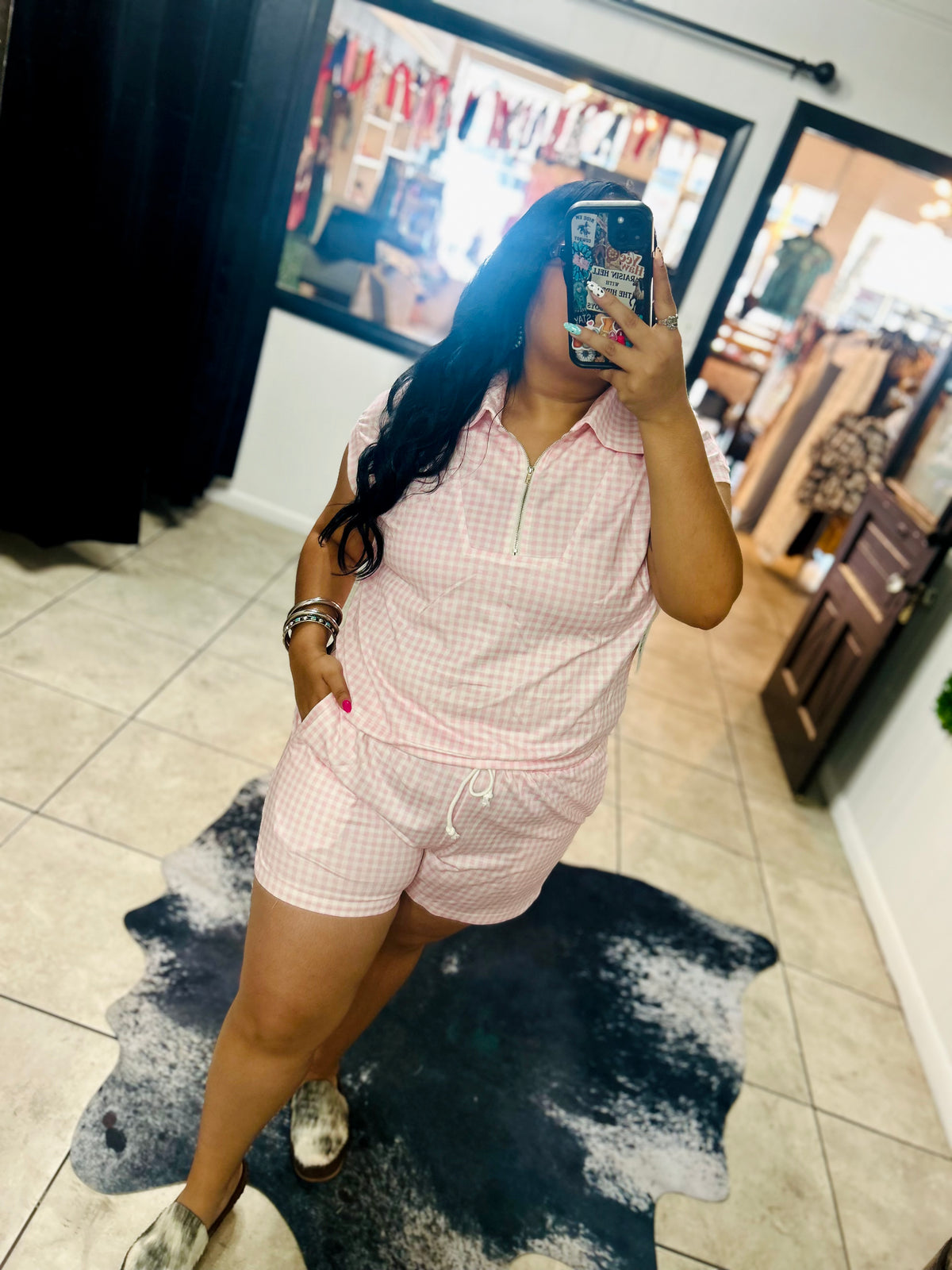 Women’s gingham set (pink)