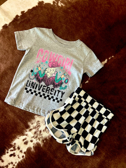 Cowgirl University girls tee