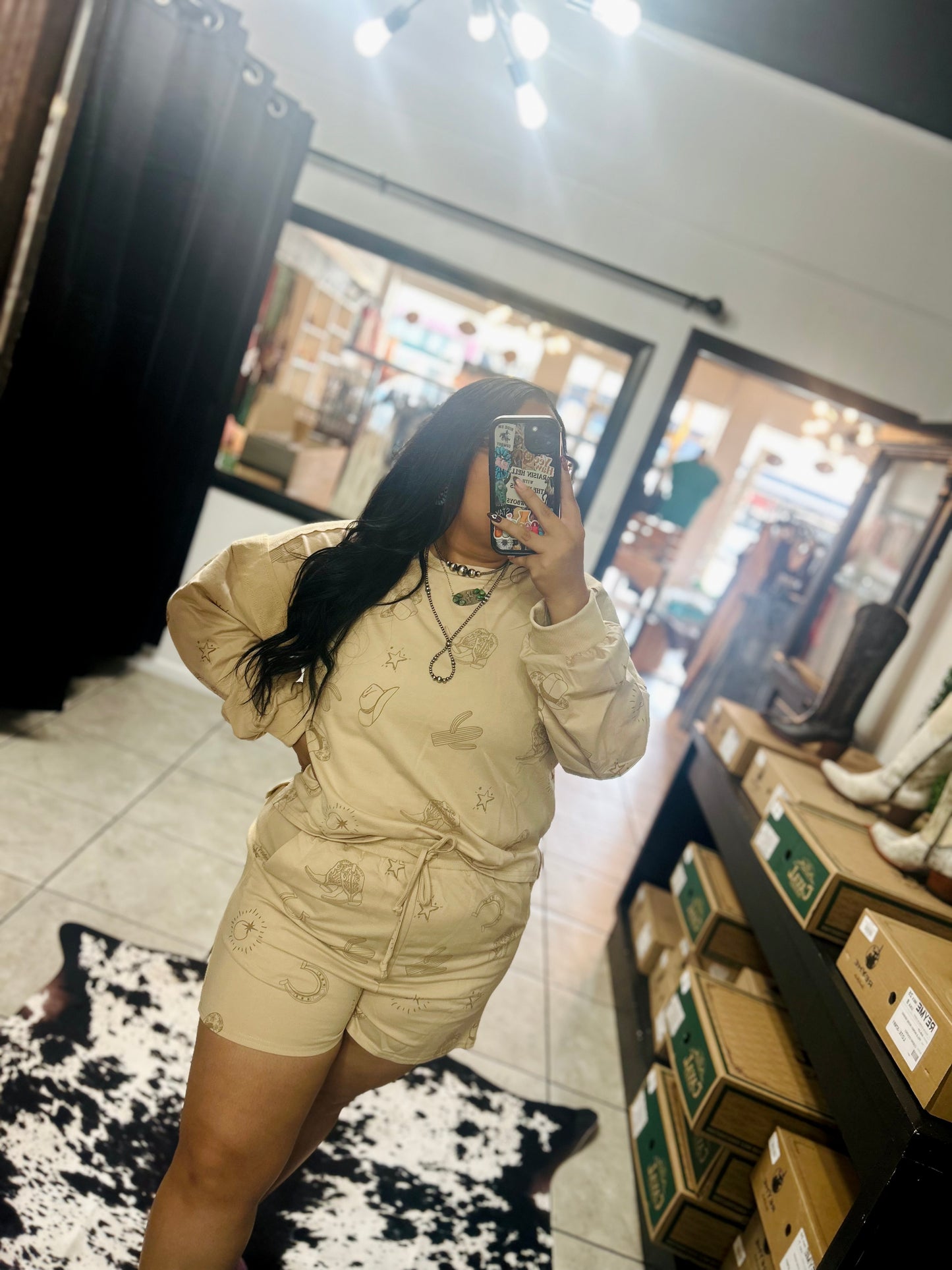 Western shorts set (cream)