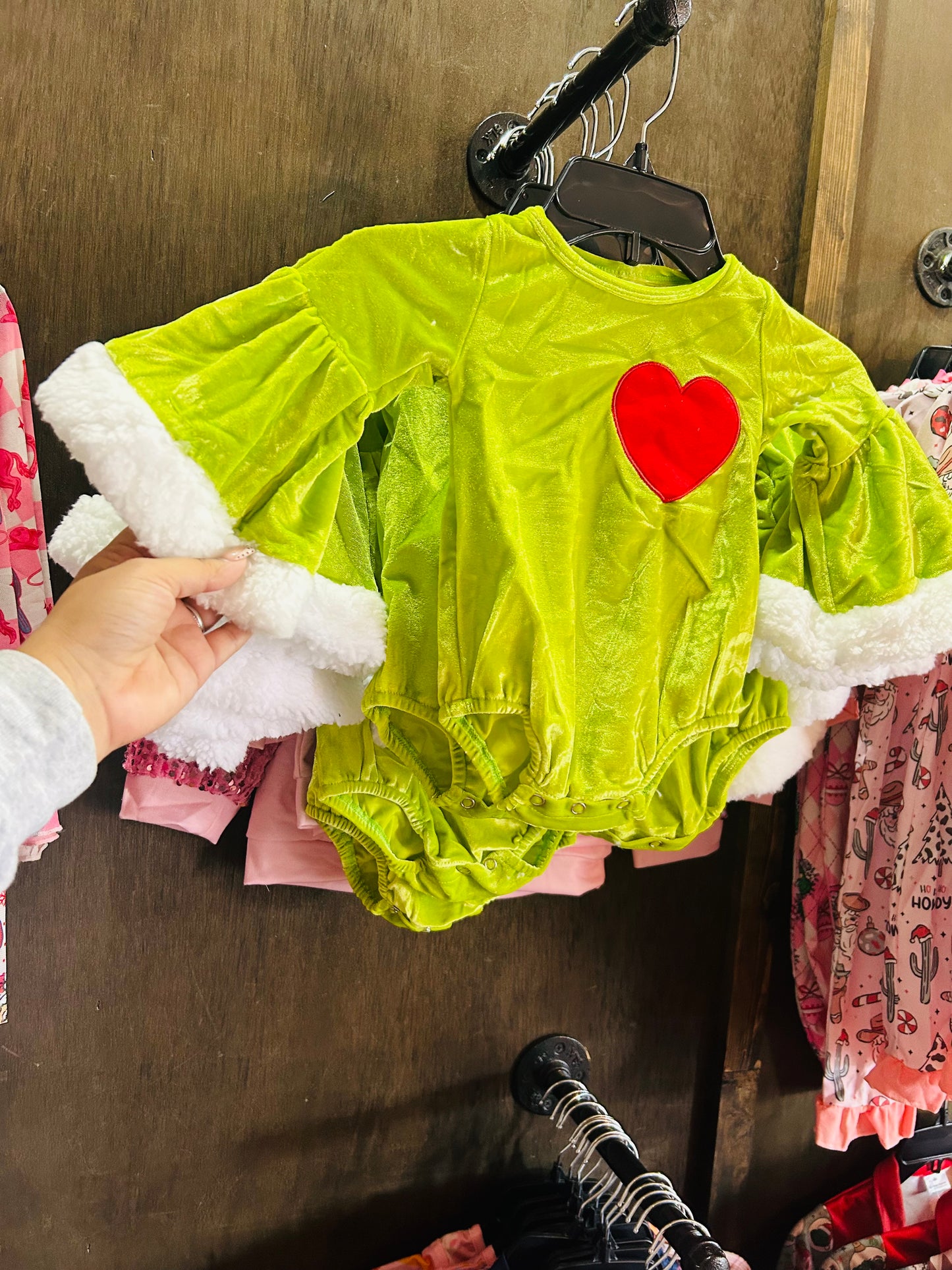 Green face bell romper