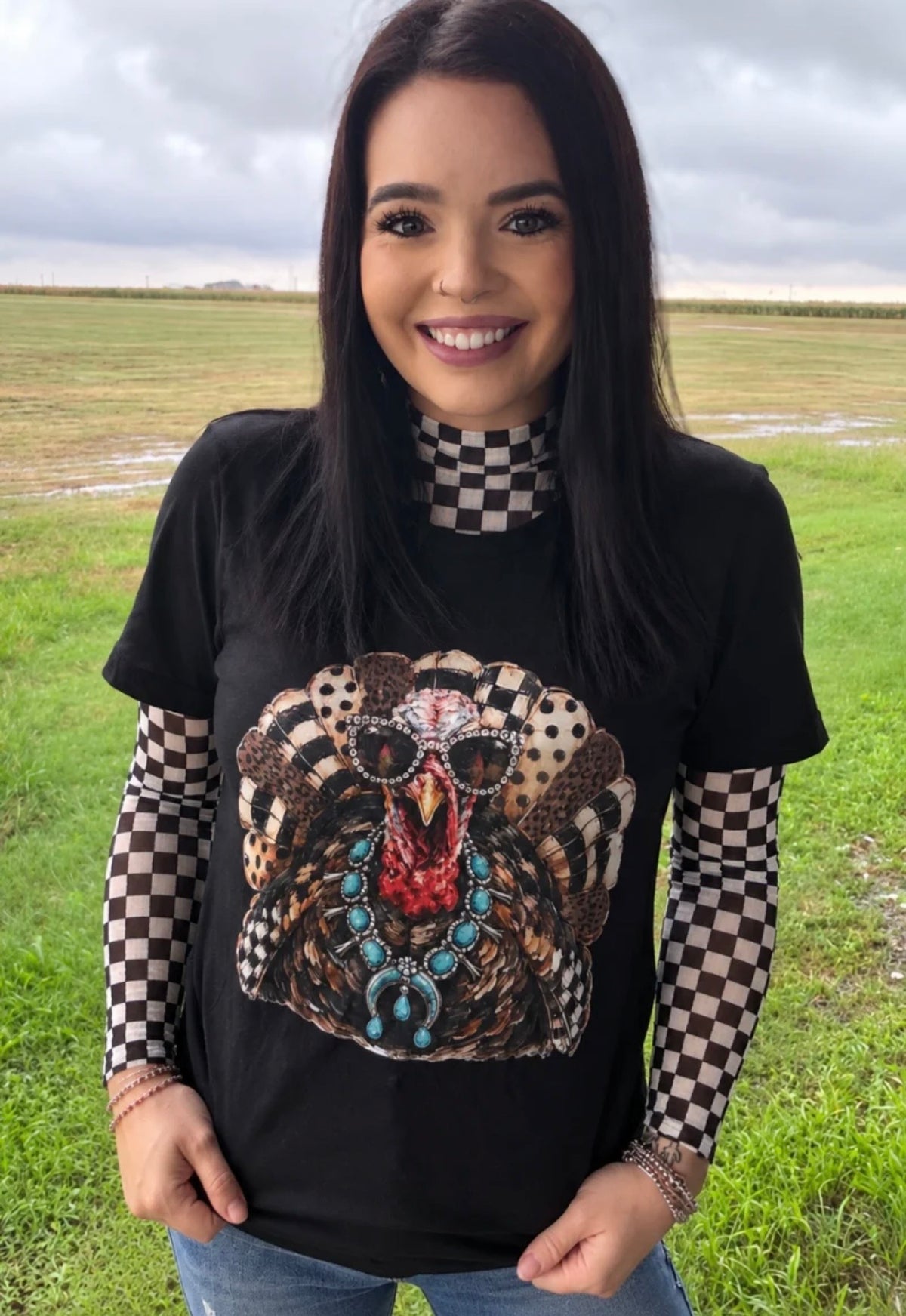 Checkered mesh top