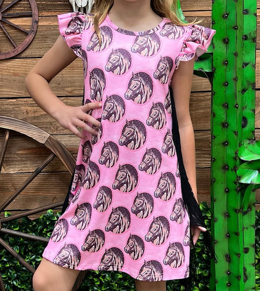 Girls pink pony dress