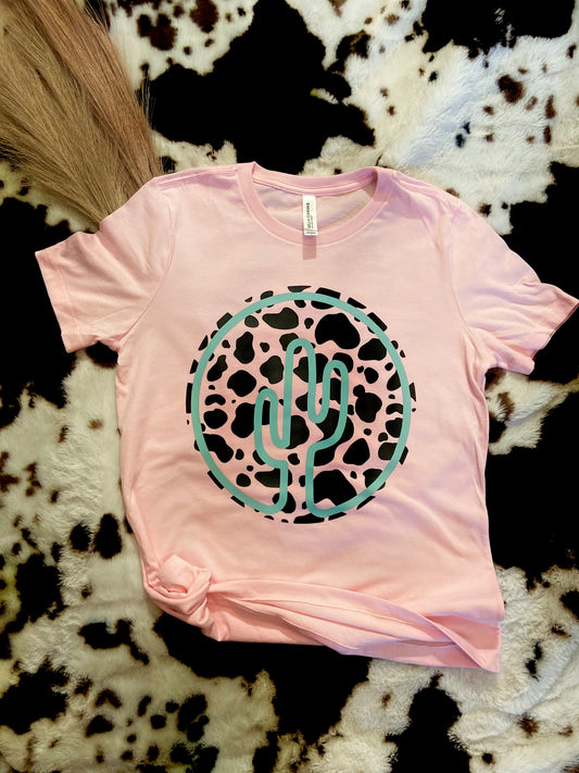 Turquoise cactus tee